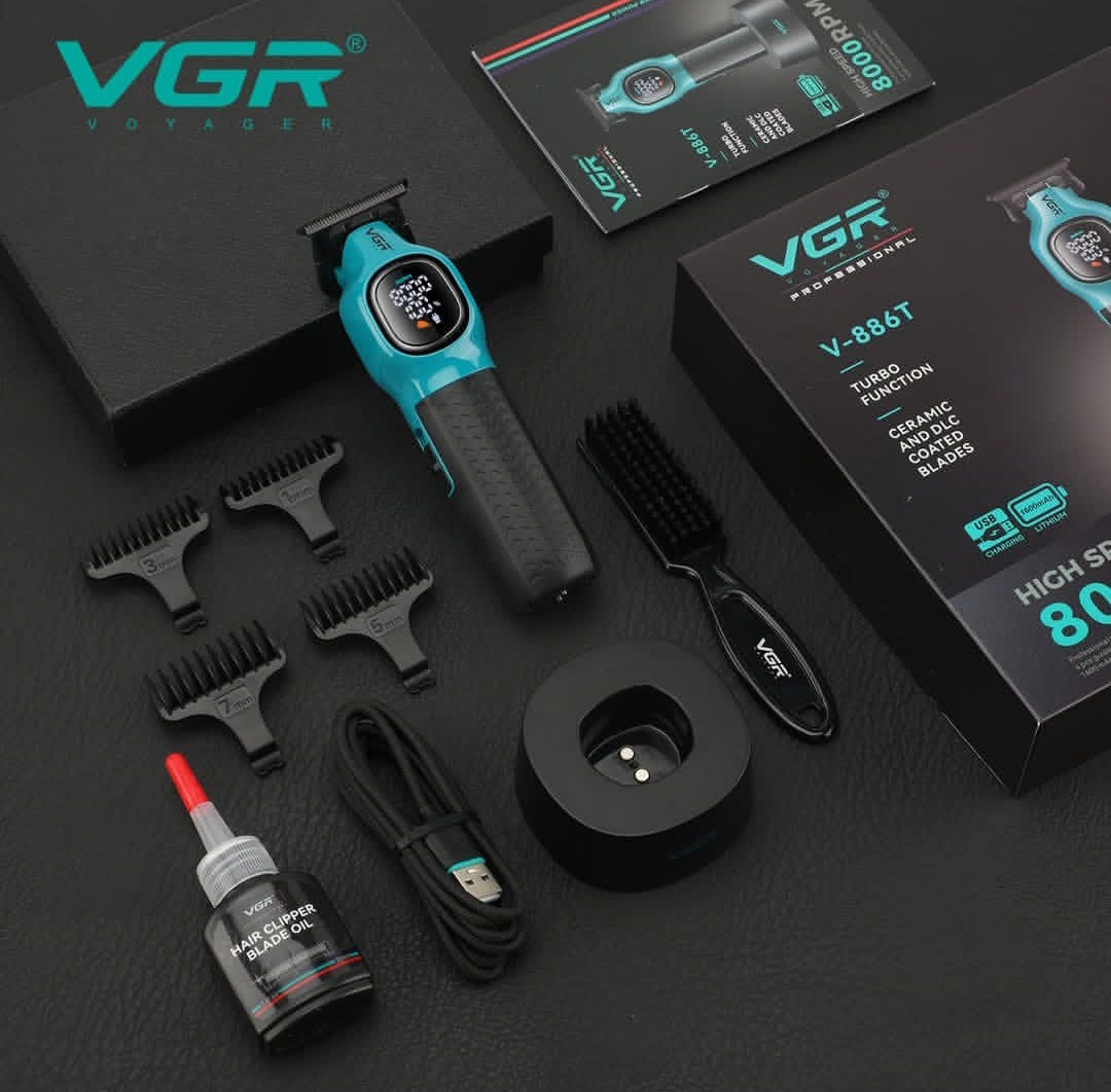 ماشین اصلاح وی جی آر مدل V-886T  اصل پیشکرایه(هزینه ارسال واقعی) با برش مستقیم و تیغه سرامیک